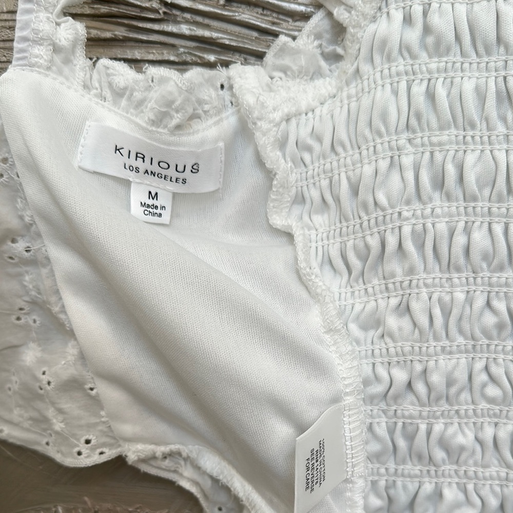 Cream Smocked Ruffle Tank Top - Picture 11 of 12